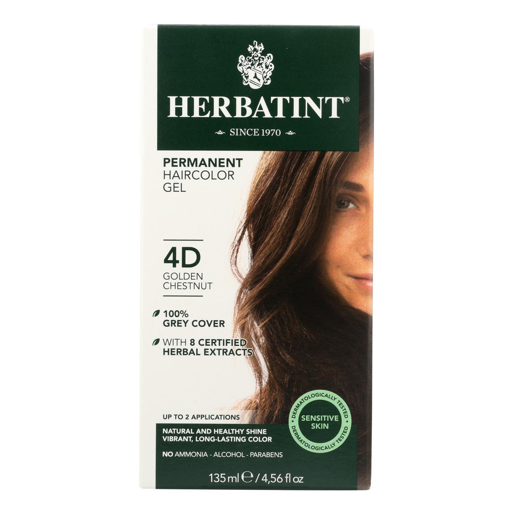 Herbatint Permanent Herbal Haircolor Gel (Pack of 4D Golden Chestnut - 135ml) - Cozy Farm 