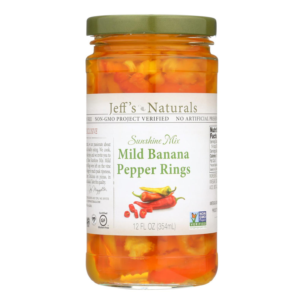 Jeff's Natural Banana Pepper (Pack of 6) - Mild Sliced - 12 Fl Oz. - Cozy Farm 