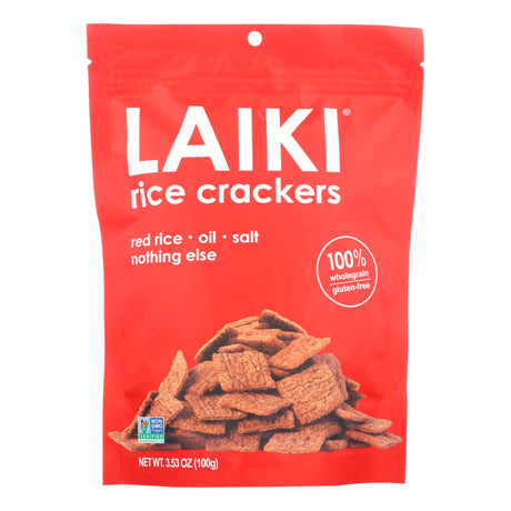 Laiki Red Rice Crackers (Pack of 8, 3.5 oz) - Crunchy, Wholesome Goodness (Vegan, Gluten-Free) - Cozy Farm 