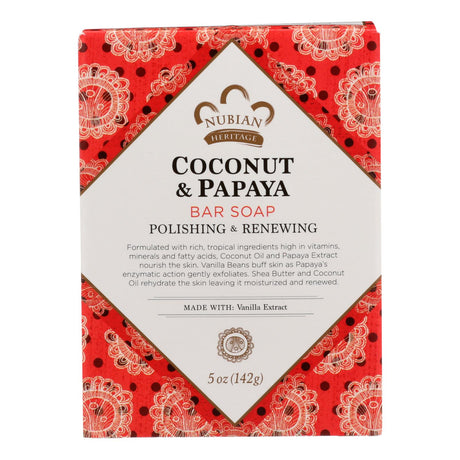 Nubian Heritage Coconut And Papaya Bar Soap With Vanilla Beans - 5 Oz - Cozy Farm 