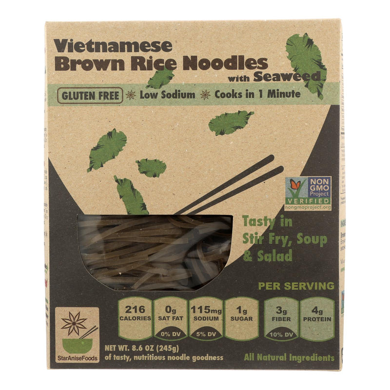 Star Anise Foods Vietnamese Brown Rice Noodles with Seaweed (Pack of 6 - 8.6 Oz) - Cozy Farm 