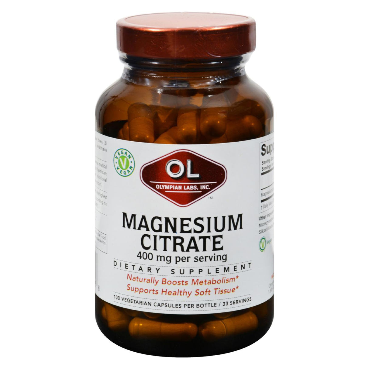 Olympian Labs Magnesium Citrate (Pack of 100 Capsules) - 400 Mg - Cozy Farm 