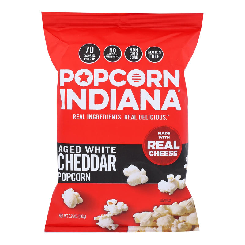 Popcorn Indiana Aged White Cheddar Cheese Popcorn, Pack of 12, 5.75 Oz. Bags - Cozy Farm 