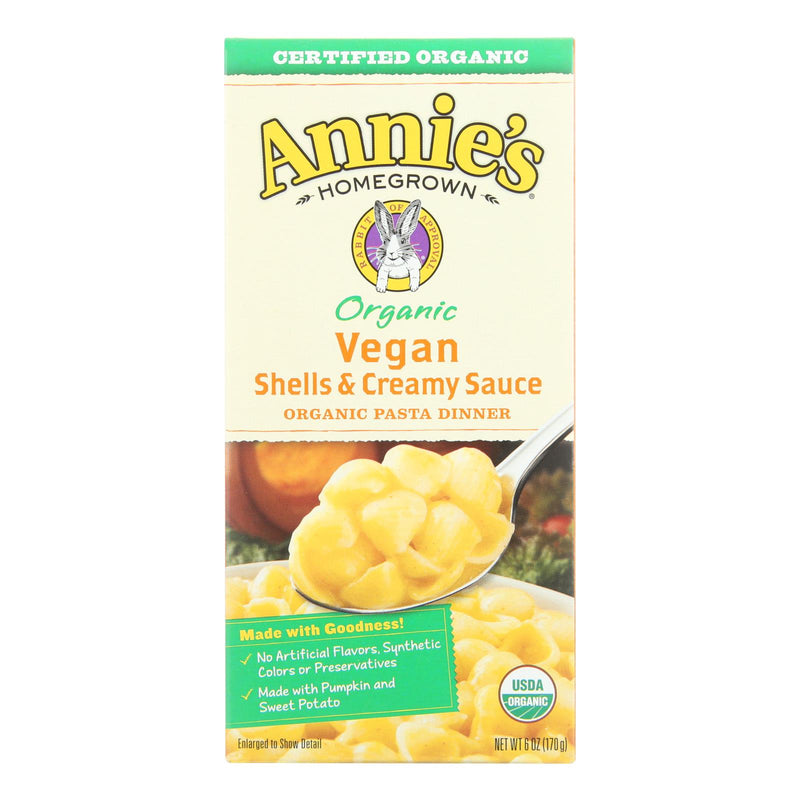 Annie's Homegrown Organic Vegan Creamy Shells & Sauce Pasta (12-Pack, 6 Oz. Each) - Cozy Farm 