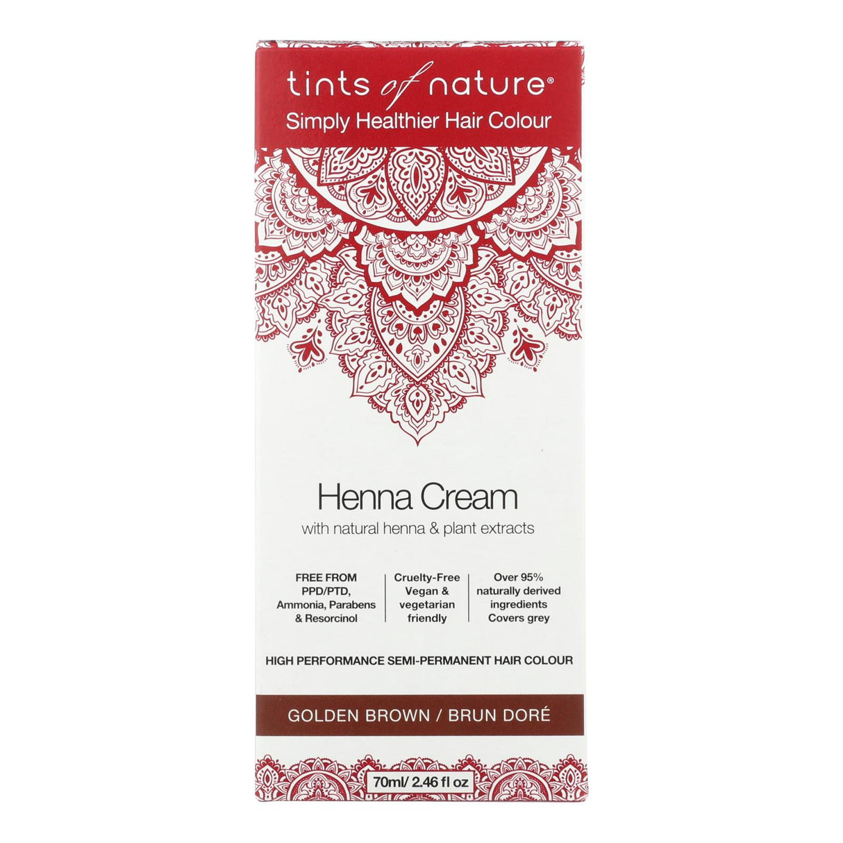 Tints Of Naturá Henna Cream Golden Brown, 2.46 Fl Oz - Cozy Farm 