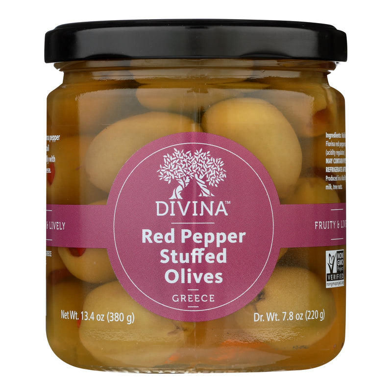 Divina Stuffed Olives with Sweet Peppers (Pack of 6 - 7.8 Oz.) - Cozy Farm 