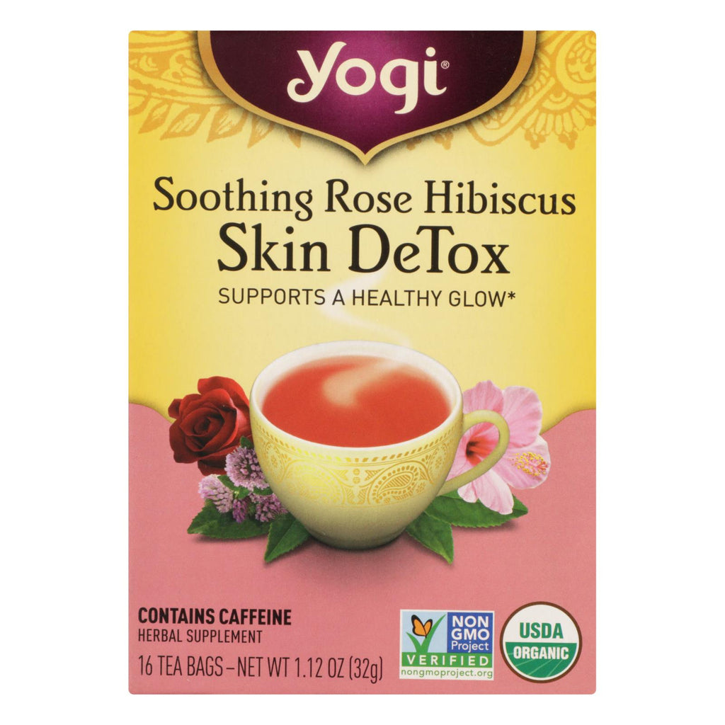 Organic Yogi Tea Soothing Rose Hibiscus Skin Detox (Pack of 6 - 16 Bags) - Cozy Farm 