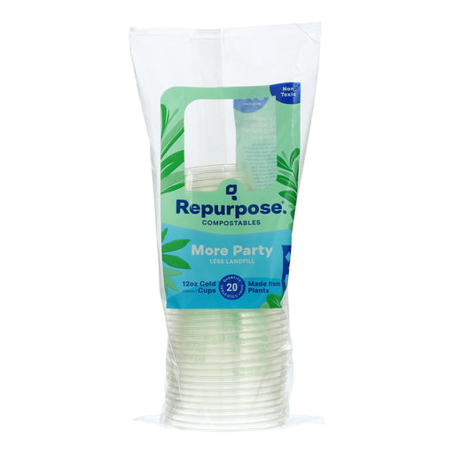 Repurpose Clear Compostable Cups (Pack of 12 - 20 Count) - Cozy Farm 
