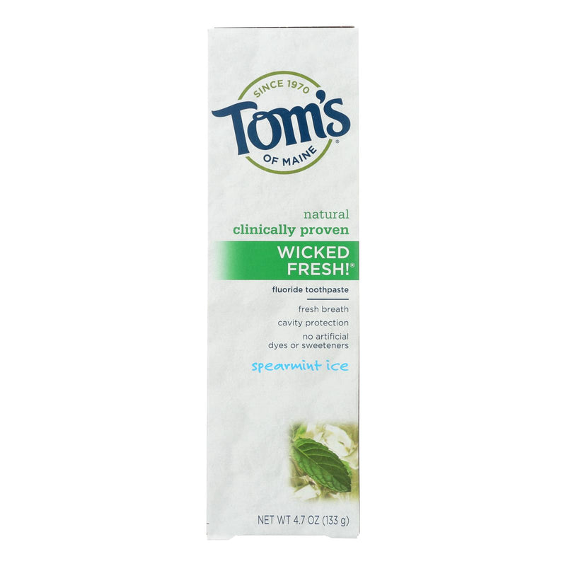 Tom's of Maine Wicked Fresh Spearmint Ice Natural Fluoride-Free Toothpaste - 4.7 Oz (Pack of 6) - Cozy Farm 
