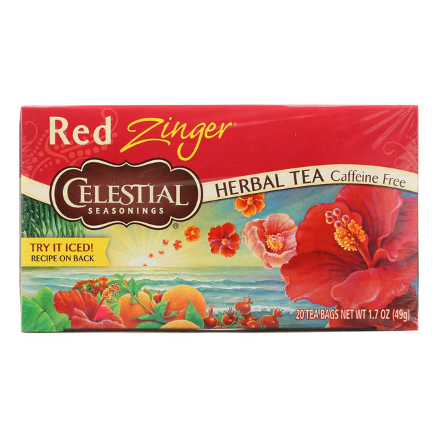 Celestial Seasonings Caffeine-Free Red Zinger Herbal Tea, 120 Tea Bags Total (Pack of 6) - Cozy Farm 