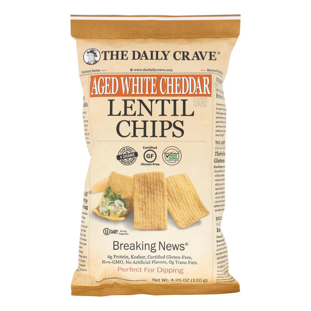 The Daily Crave Lentil Chip Aged White Cheddar (Pack of 8 - 4.25 Oz.) - Cozy Farm 