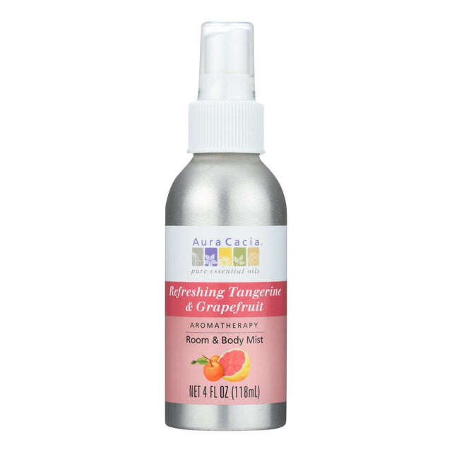 Aura Cacia Aromatherapy Mist: Uplifting Tangerine Grapefruit (4 Fl Oz) - Cozy Farm 