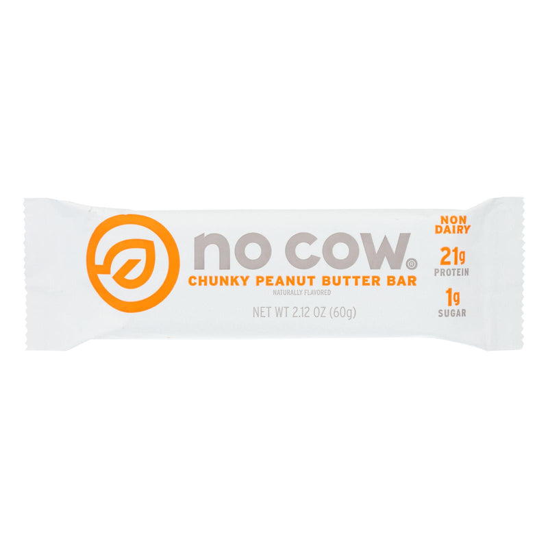 No Cow Chunky Peanut Butter Bar, High Protein, No Sugar Added (Pack of 12 - 2.12 Oz.) - Cozy Farm 