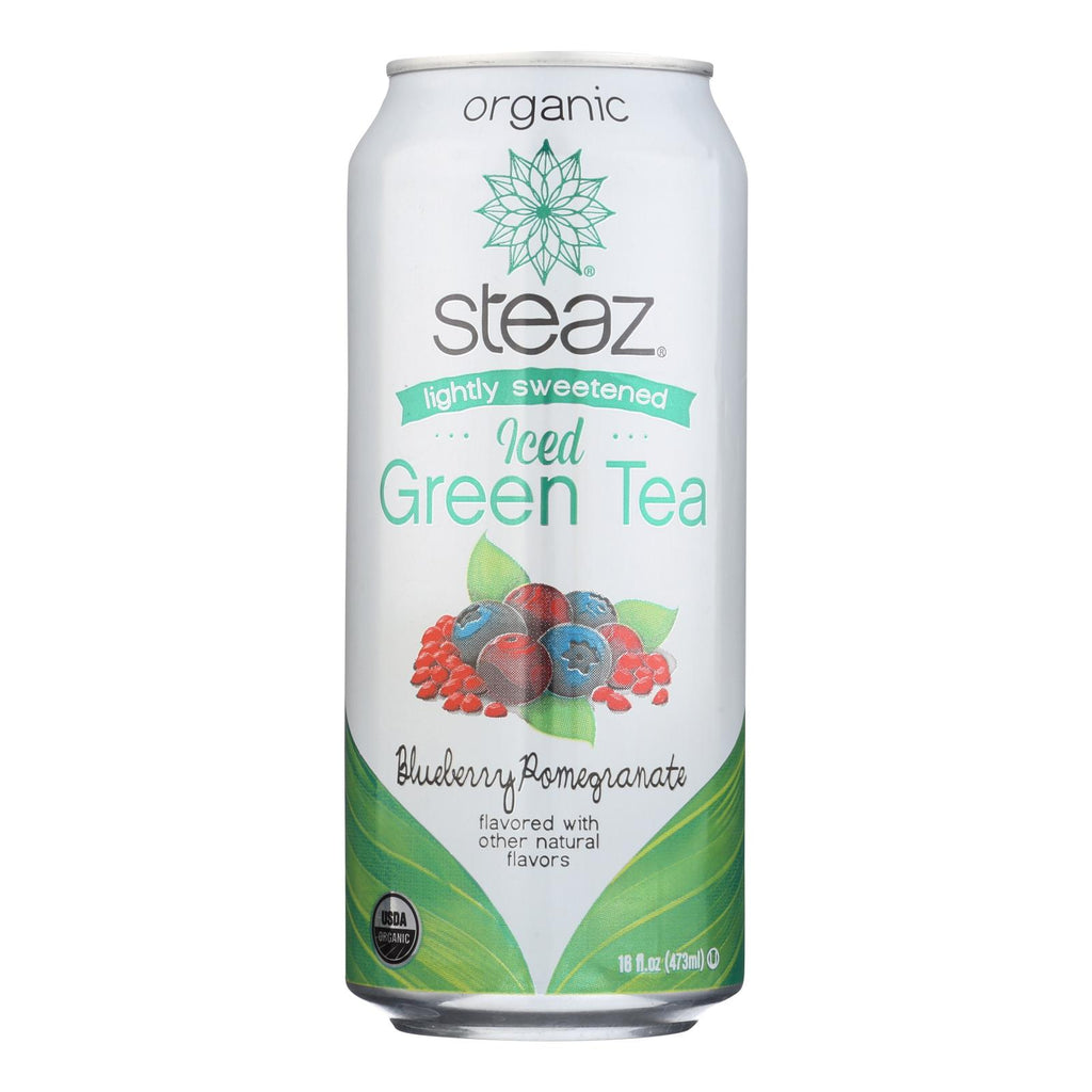 Steaz Lightly Sweetened Green Tea - Blueberry Pomegranate - Case Of 12 - 16 Fl Oz. - Cozy Farm 