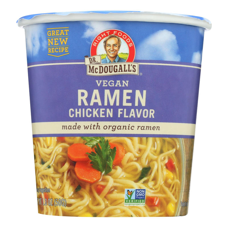 Dr. McDougall's Vegan Ramen Soup: Chicken Flavor Big Cups (Pack of 6) - 1.8 Oz. Each - Cozy Farm 