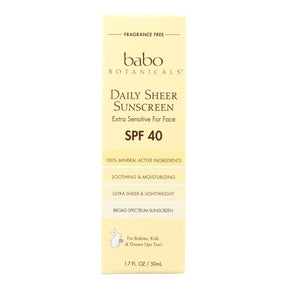 Babo Botanicals Sheer Daily SPF 40 Sunscreen (1.7 Oz.) - Cozy Farm 