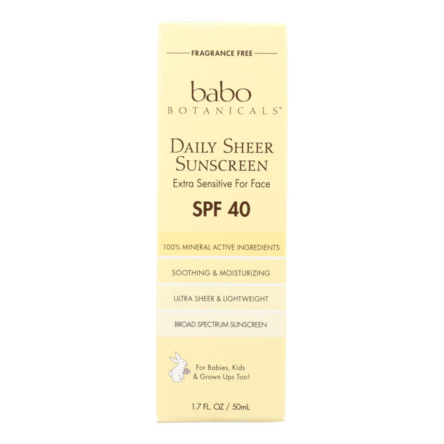 Babo Botanicals Sheer Daily SPF 40 Sunscreen (1.7 Oz.) - Cozy Farm 