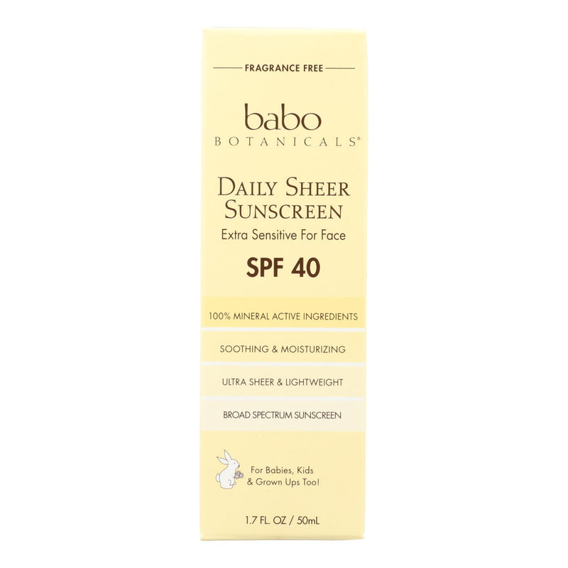 Babo Botanicals Sheer Daily SPF 40 Sunscreen (1.7 Oz.) - Cozy Farm 