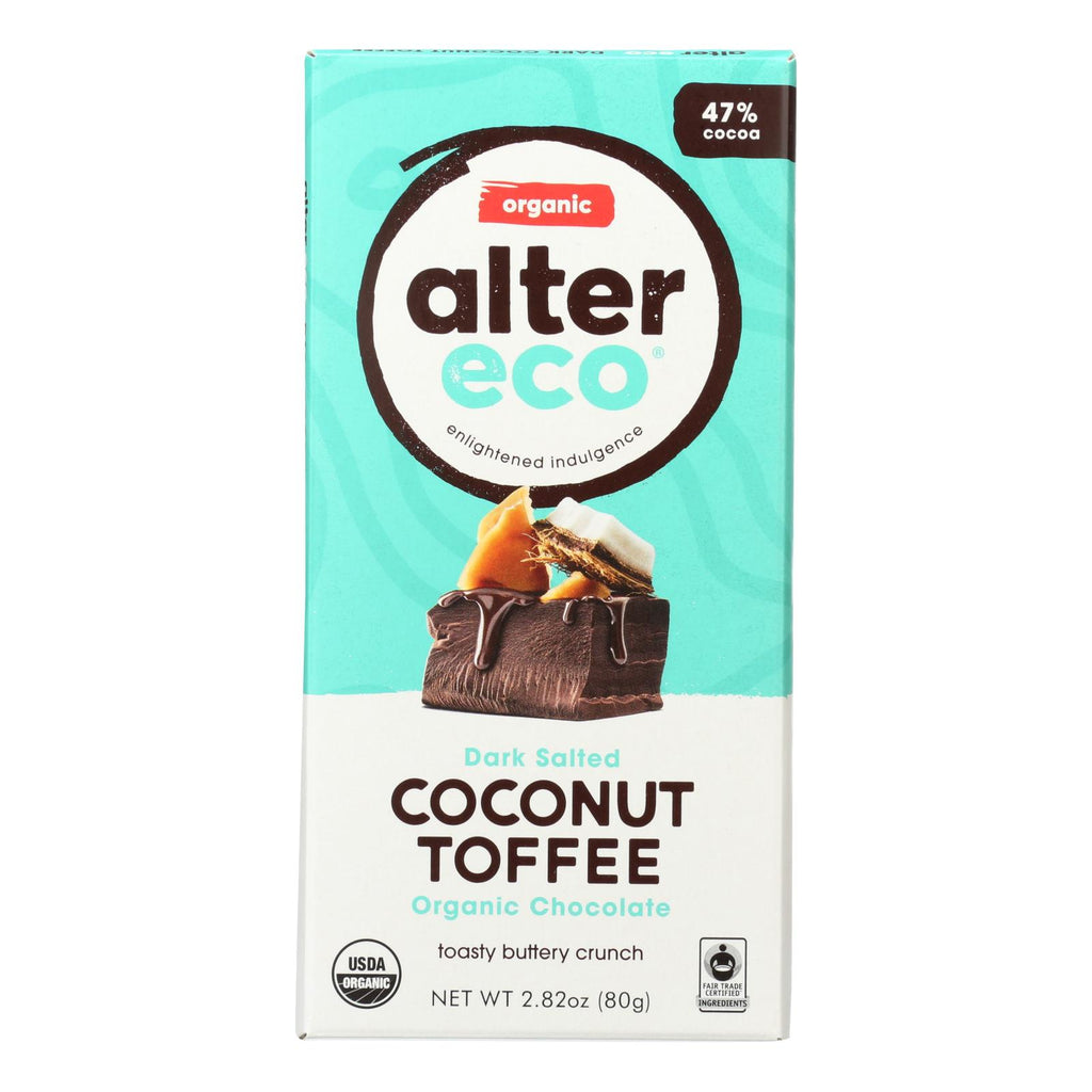 Alter Eco Americas Organic Chocolate Bar - Dark Coconut Toffee - 2.82 Oz Bars - Case Of 12 - Cozy Farm 