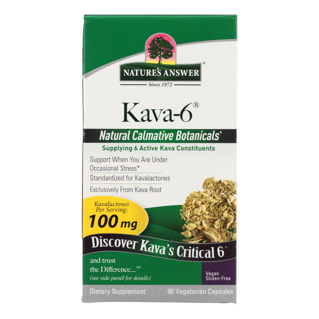 Nature's Answer Kava Root Supplement - 90 Capsules Per Bottle (Pack of 6) - Cozy Farm 