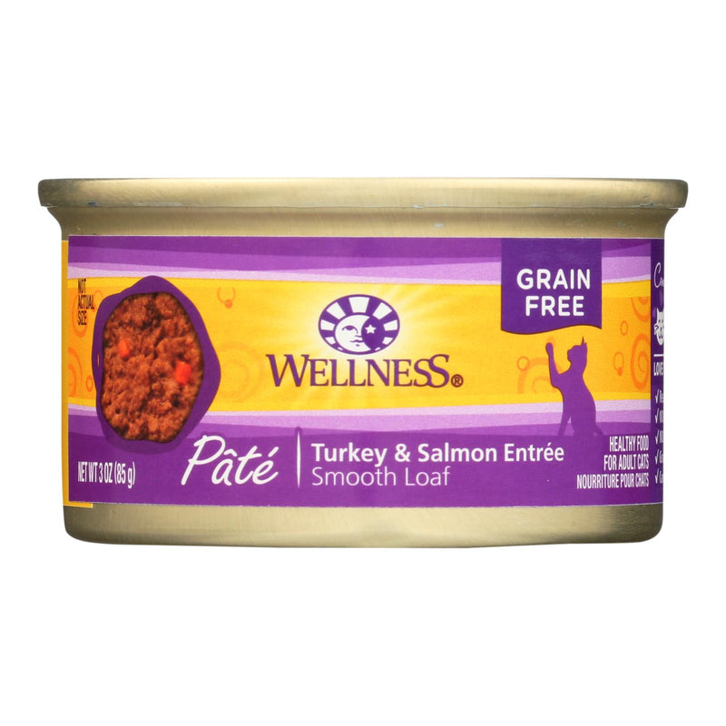 Wellness Pet Products Cat Food - Turkey And Salmon Recipe (Pack of 24) - 3 Oz. - Cozy Farm 