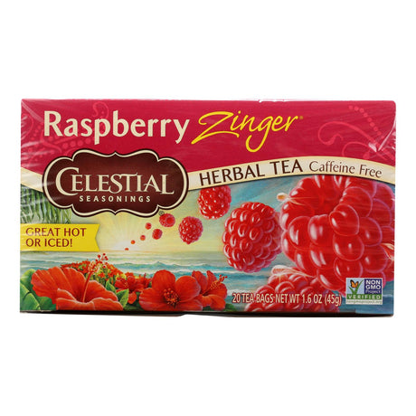 Celestial Seasonings Herbal Tea Caffeine Free Raspberri Zinger – 20 Tea Bags (Pack of 6) - Cozy Farm 