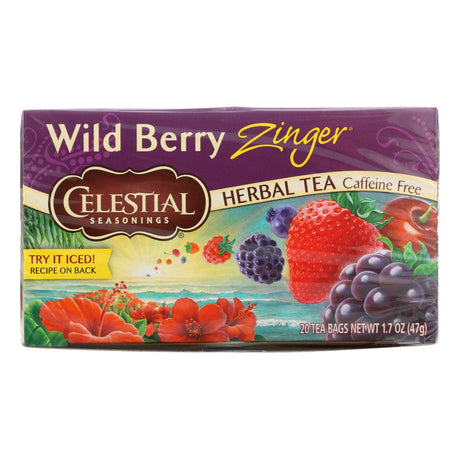 Celestial Seasonings Wild Berry Zinger Herbal Tea, 6 Boxes of 20 Tea Bags - Cozy Farm 