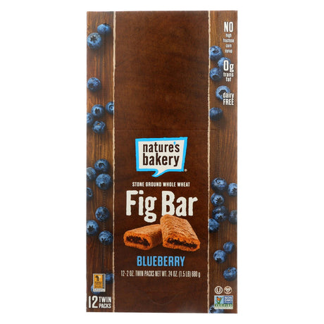 Nature's Bakery Blueberry Stone Ground Whole Wheat Fig Bars - 2 Ounce Pack of 12 - Cozy Farm 