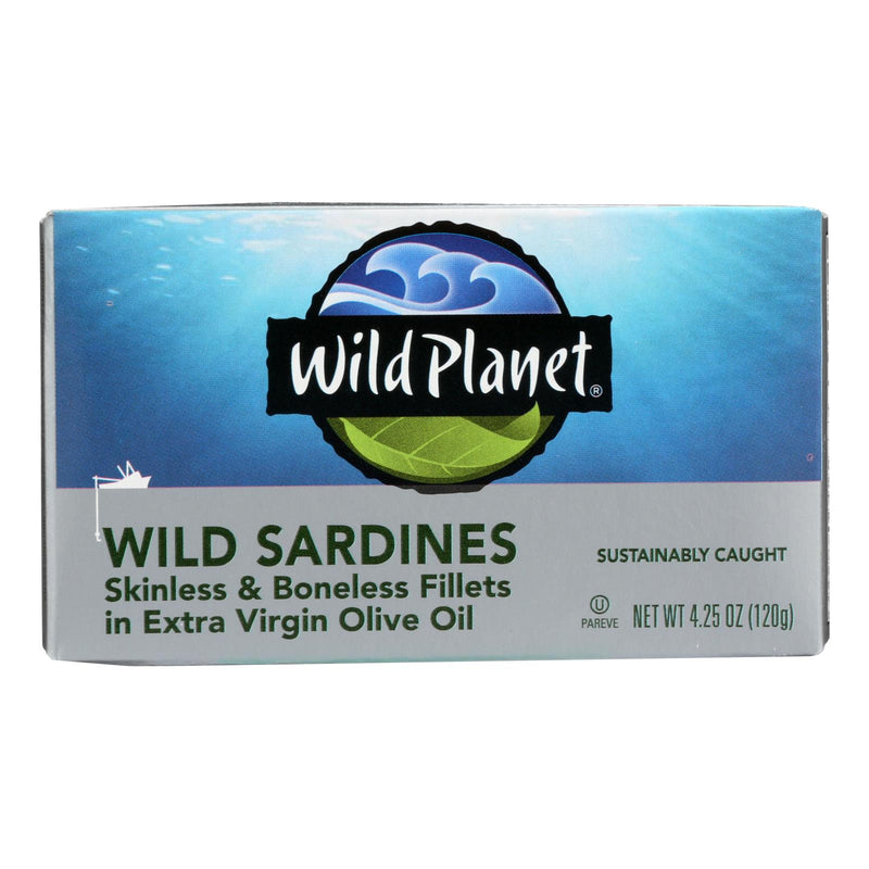 Wild Planet Wild Sardines in Olive Oil, Skinless & Boneless, 4.25 Oz. (Pack of 12) - Cozy Farm 