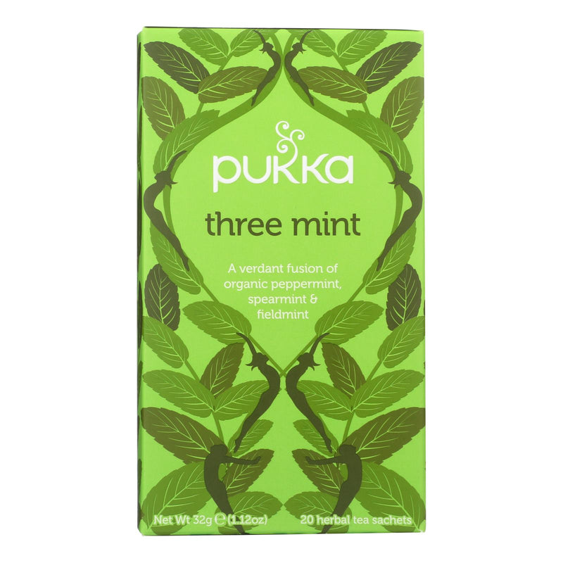 Pukka Three Mint Organic Herbal Tea: Caffeine-Free, Refreshing, 6-Pack of 20 Bags - Cozy Farm 