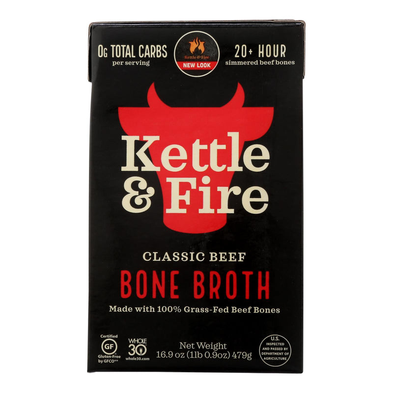 Kettle & Fire Beef Bone Broth (6-Pack x 16.9 Oz.) - Cozy Farm 