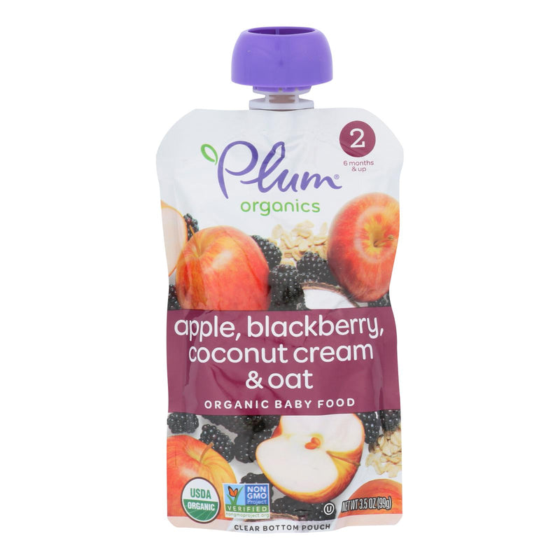 Plum Organics Apple Blackberry Coconut Stage 2 Organic Baby Food Blends - 6 Pack, 3.5 Oz. Each - Cozy Farm 