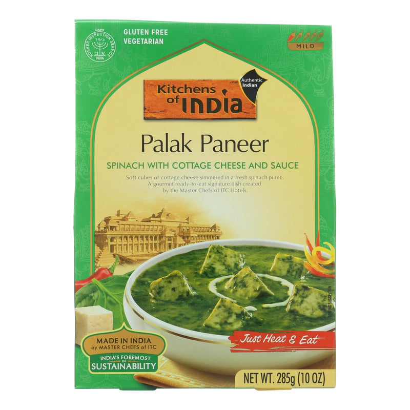 Kitchen of India Palak Paneer Indian Dinner - Pack of 6 - Creamy Spinach with Cottage Cheese in Curry Sauce - 10 Oz - Cozy Farm 
