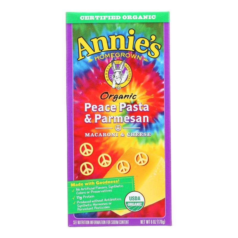 Annie's Homegrown Organic Peace Pasta and Parmesan Macaroni & Cheese (12 Pack, 6 Oz Each) - Cozy Farm 