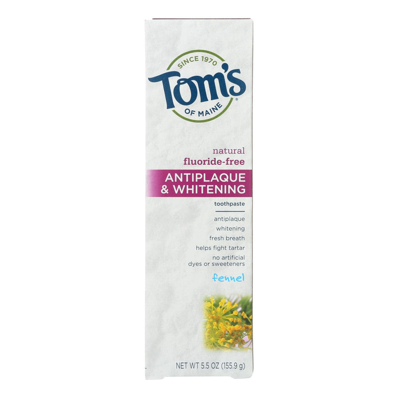 Tom's of Maine Antiplaque and Whitening Toothpaste with Fennel, 5.5 Oz, 6 Pack - Cozy Farm 
