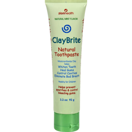 Zion Health Claybrite Natural Toothpaste - 3.2 Oz Pack, Natural Mint - Cozy Farm 