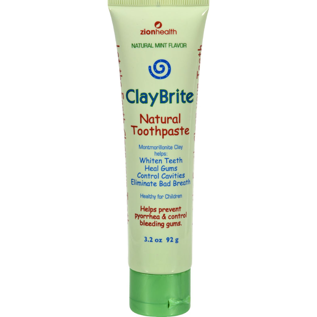 Zion Health Claybrite Natural Toothpaste (Pack of 3.2 Oz) - Natural Mint - Cozy Farm 