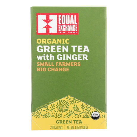Equal Exchange Organic Green Ginger Tea, 20 Bags, Pack of 6 - Cozy Farm 
