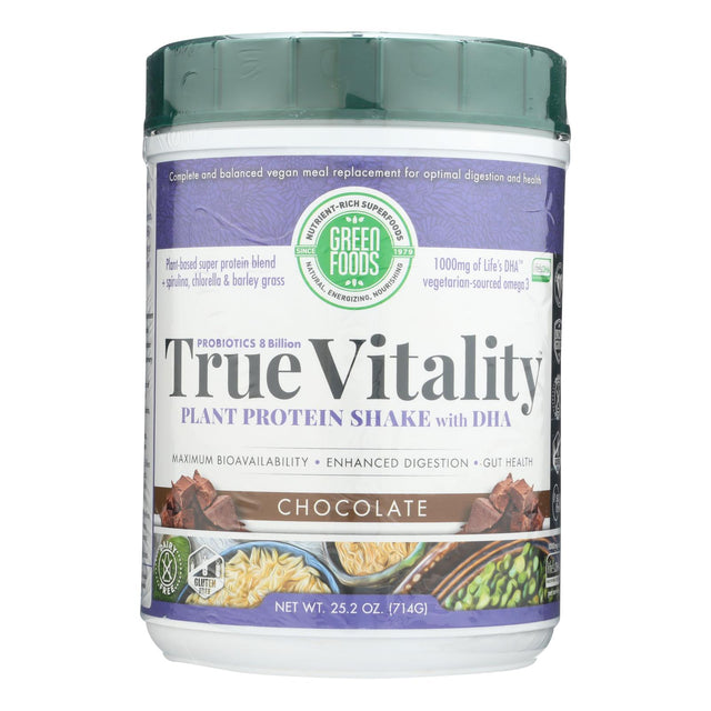 Green Foods True Vowelity Plant Protein Shake with DHA Chocolate - 25.2 Oz - Cozy Farm 