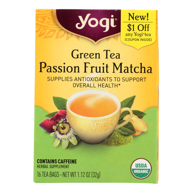 Yogi Tea Organic Green Passionfruit Matcha Tea, 6 Pack (16 Tea Bags) - Cozy Farm 