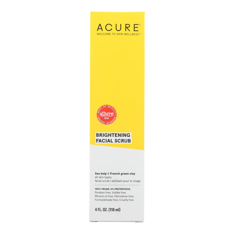 Acure Facial Scrub: Brightening, Argan Extract & Chlorella - 4 Fl Oz - Cozy Farm 