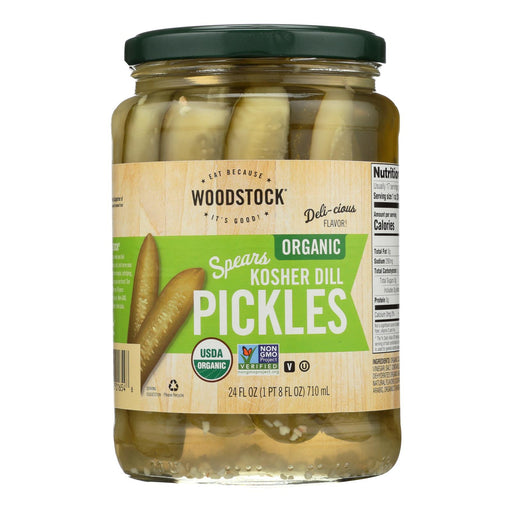 Woodstock Organic Kosher Dill Pickle Spears, 24 Fl Oz (Pack of 6) - Cozy Farm 