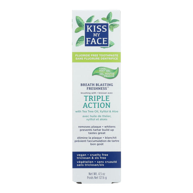 Kiss My Face Triple Action Fluoride-Free Toothpaste Gel (4.5 Oz.) - Cozy Farm 