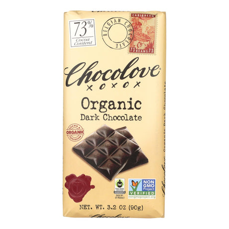 Chocolove Xoxox Organic Premium Dark Chocolate Bars, (Pack of 12) 3.2 oz Each - Cozy Farm 