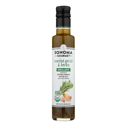 Sonoma Gourmet Organic Extra Virgin Olive Oil Roasted Garlic & Herbs (Pack of 6 - 8.5 Fl Oz.) - Cozy Farm 