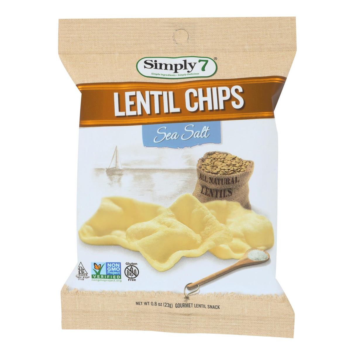 Simply 7 Lentil Chips (Pack of 24) - Sea Salt - 0.8 Oz. - Cozy Farm 