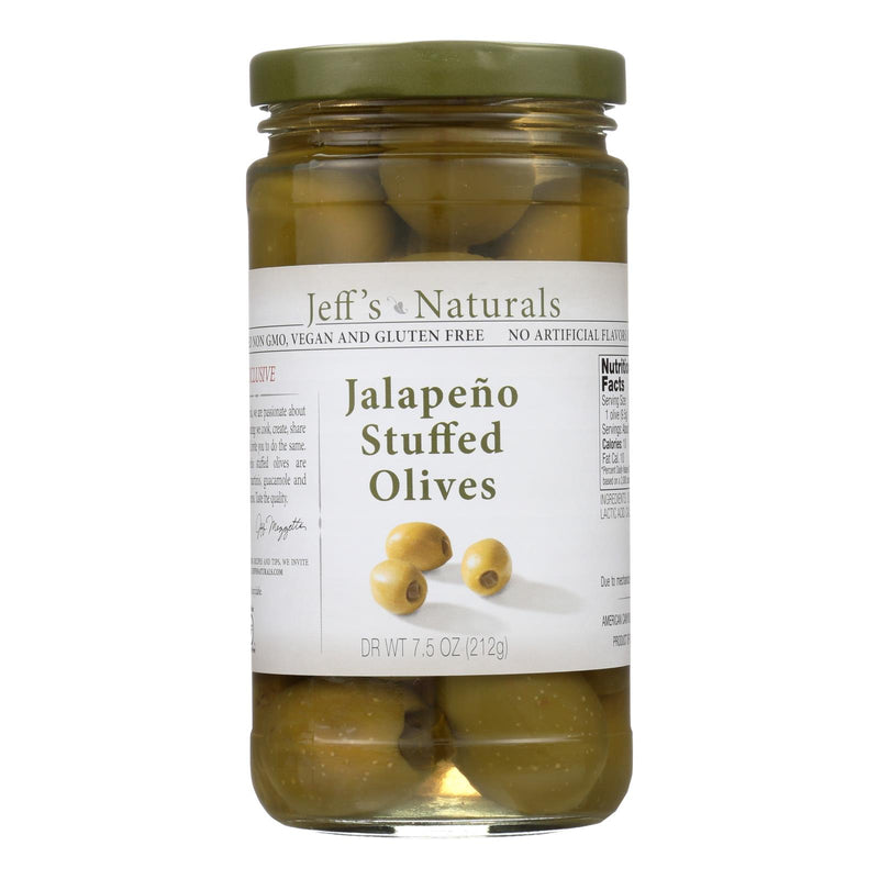Jeff's Natural Jalapeno-Stuffed Olives (6-Pack, 7.5 oz per Jar) - Cozy Farm 