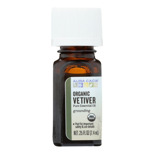 Aura Cacia Organic Vetiver Essential Oil - .25 Oz. for Relaxation and Stress Relief - Cozy Farm 