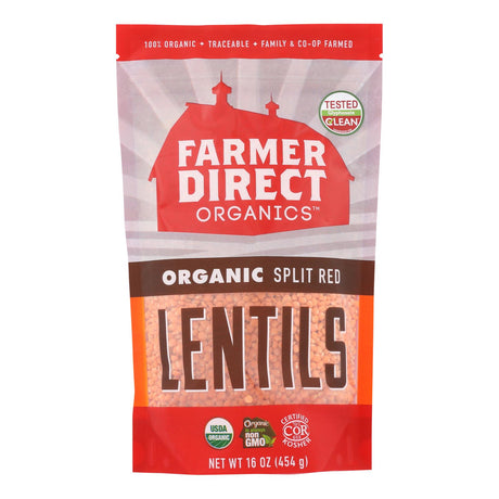 Farmer Direct Co-op Lentils Split Red (Pack of 12 - 1 Lb.) - Cozy Farm 