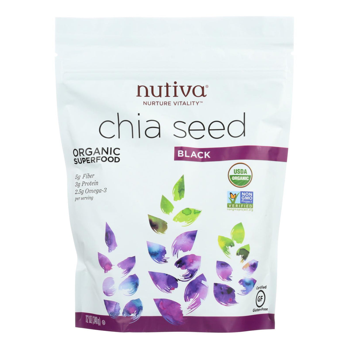 Nutiva Chia Seed, Organic, High in Fiber, Omega-3s, and Antioxidants, 12 Oz. Pack - Cozy Farm 